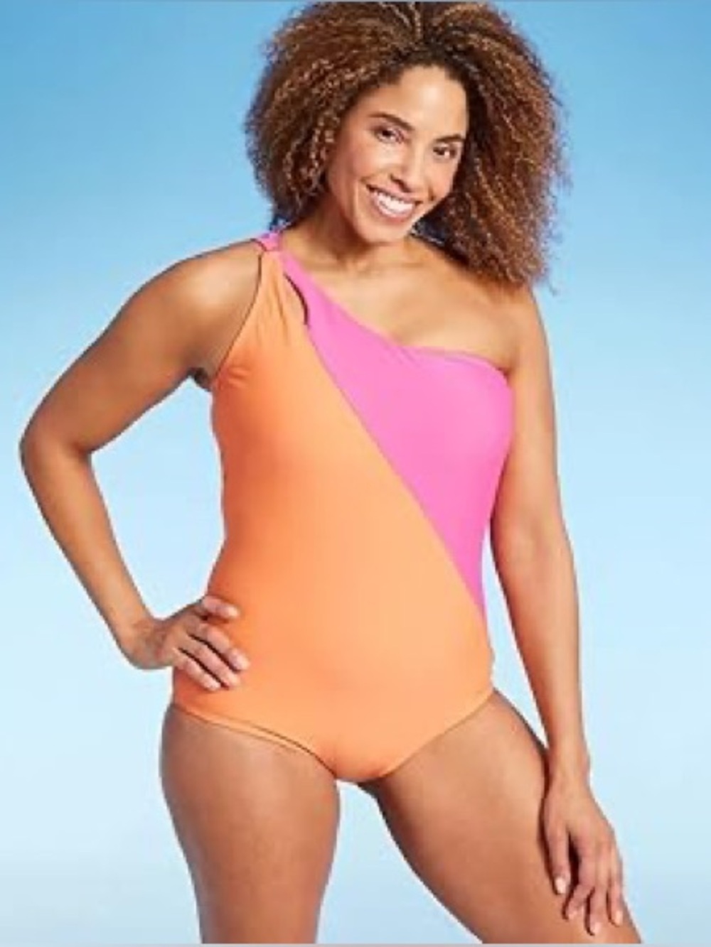 NWT Lands End Pink and Orange One Piece Swimsuit Sz M (10-12) - Picture 3 of 8
